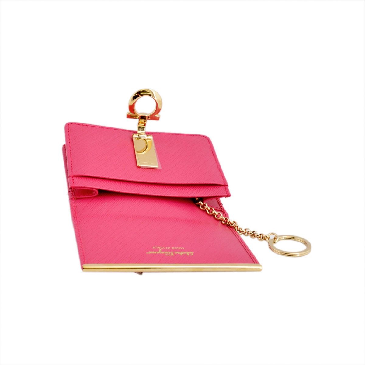 サルバトーレフェラガモ Salvatore Ferragamo 22C110 0642949 framboise GANCINI ガンチーニ キーリング付カードケース