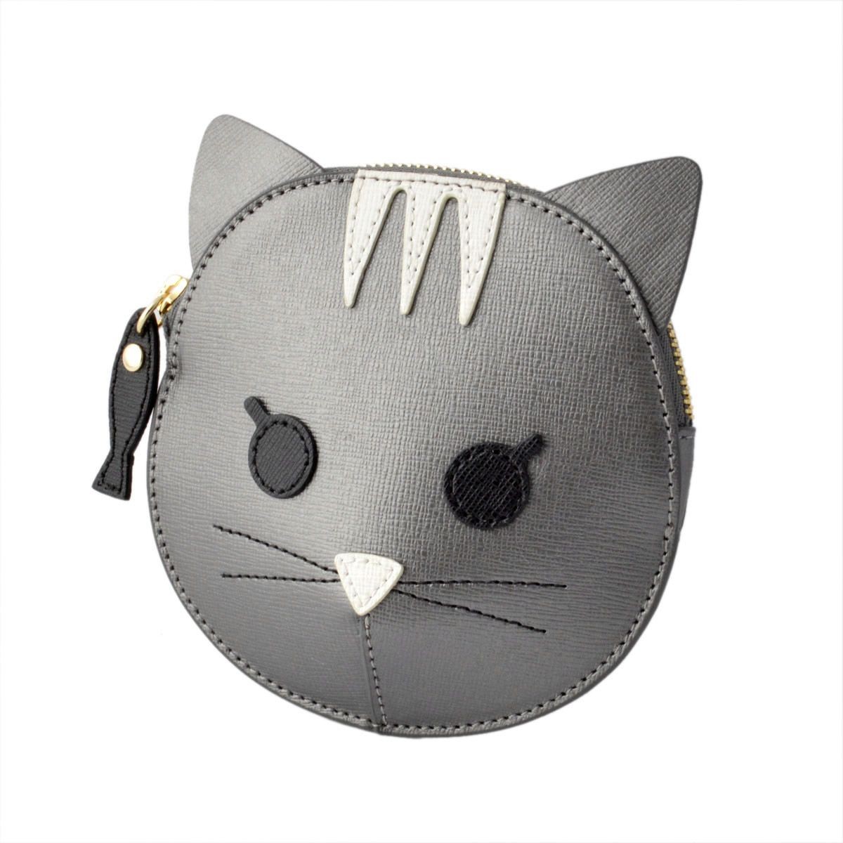 フルラ FURLA 856554 PO52 SFM COLOR ACCIAIO 魚チャーム付 猫モチーフ コインケース 小銭入れ ALLEGRA COIN CASE CAT