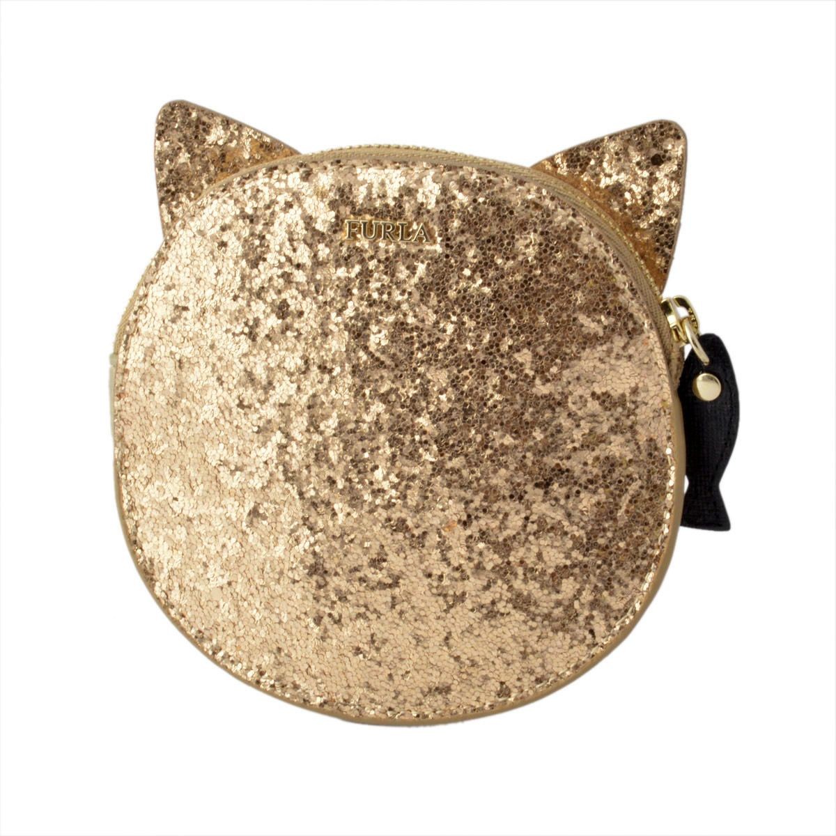 フルラ FURLA 856564 PR95 S30 COLOR GOLD 魚チャーム付 猫モチーフ コインケース 小銭入れ ALLEGRA COIN CASE CAT