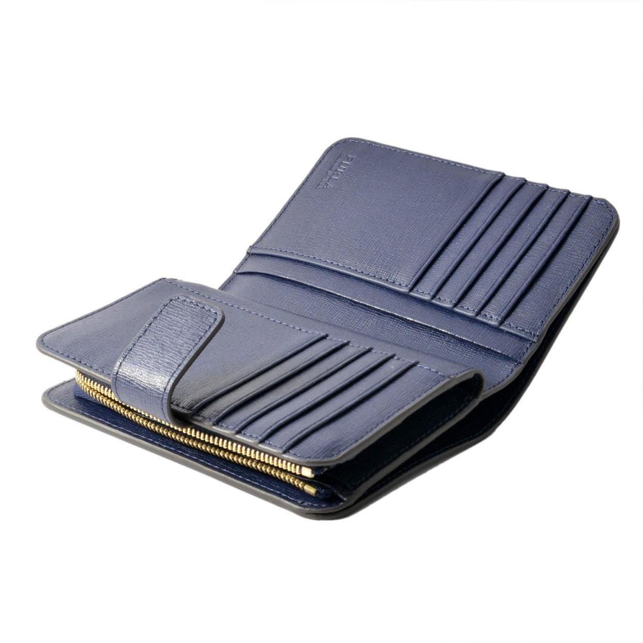 フルラ FURLA 903641 NAVY PR85 B30 バビロン L字ファスナー小銭入れ付 二つ折り 財布  BABYLON M ZIP AROUND