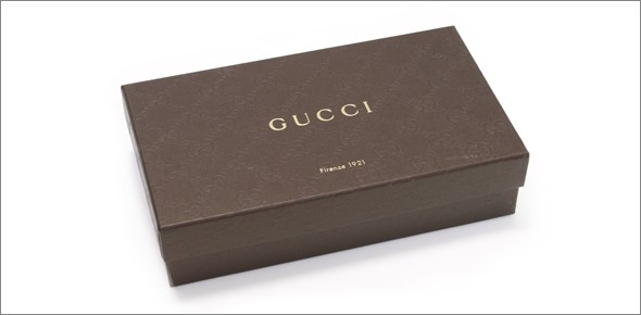 グッチ ディアマンテレザー 二つ折り財布 小銭入れ無し ブラック　≪2014SS≫ 225826 AP06N 1000