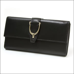 グッチ STIRRUP DETAIl カーフ Wホック 二つ折り長財布 ブラック 277717 ANK0G 1000
