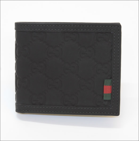 グッチ ラバーグッチシマ ウェブループ付 二つ折り財布 小銭入れ無し ブラック 225826 AF66N 1060