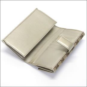 グッチ オリジナルGG リボンウェブ  Ｗホック 二つ折り長財布 ベージュ/シャンパン ≪2013AW≫ 256933 F4C2G 8612