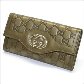 グッチ SUKEY スーキー グッチシマ 二つ折り長財布 オリーブグリーン ≪2013AW≫ 282434 AHB1G 2402