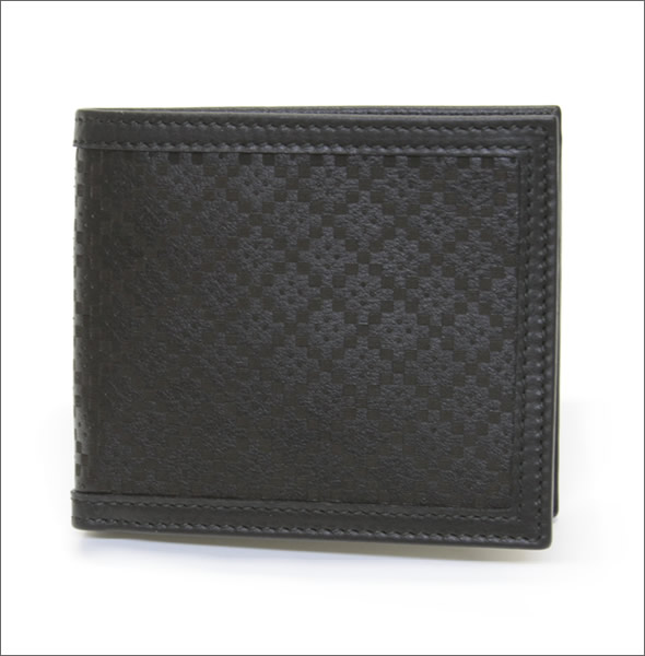 グッチ ディアマンテレザー 二つ折り財布 小銭入れ無し ブラック　≪2014SS≫ 225826 AP06N 1000