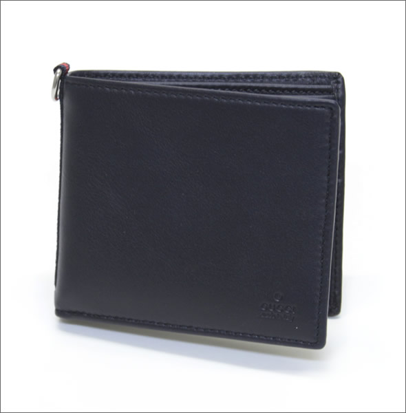 グッチ カーフ×ウェブディティール 二つ折り財布 小銭入れ無し ブルー　≪2014SS≫ 337086 AP04N 8497