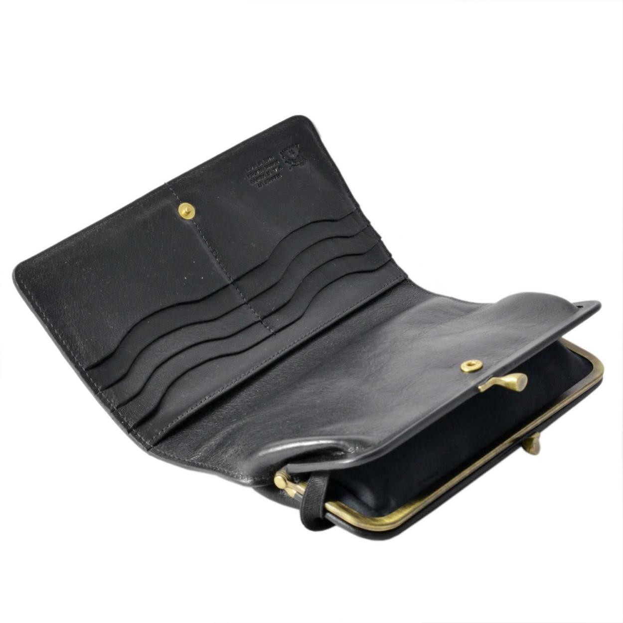 イルビゾンテ IL BISONTE C0671 P 153 Nero がま口 二つ折り長財布 ロングウォレット CONTINENTAL