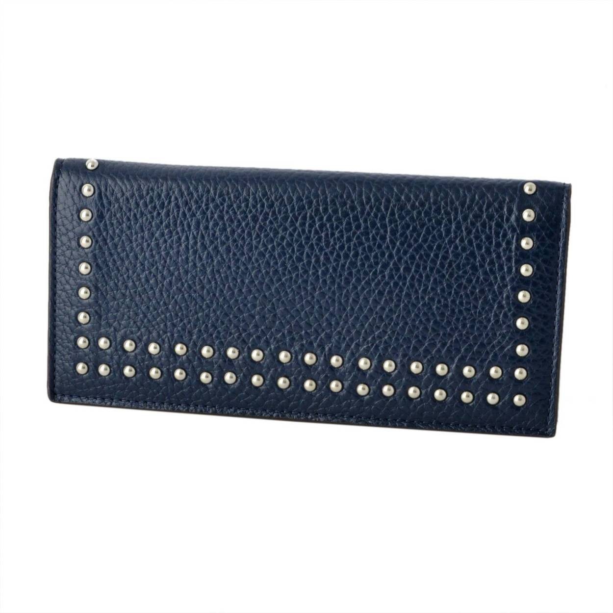 ジェイアンドエムデヴィッドソン J&M DAVIDSON  10081N 7266 3850 NEW NAVY スタッズ ウォレット 二つ折り長財布 STUDS WALLET