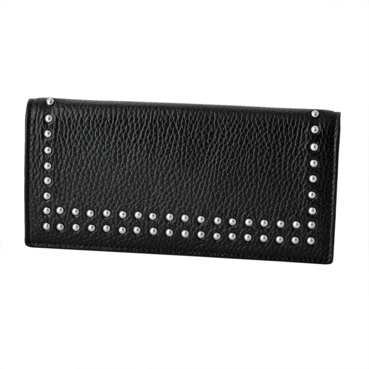 ジェイアンドエムデヴィッドソン J&M DAVIDSON  10081N 7266 9990 BLACK スタッズ ウォレット 二つ折り長財布 STUDS WALLET