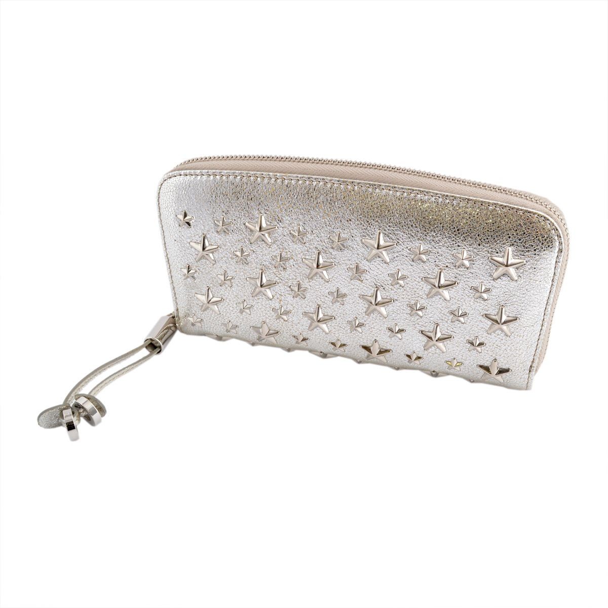 ジミーチュウ JIMMY CHOO FILIPA/GTR 124 CHAMPAGNE スタースタッズ付 ラウンドファスナー長財布 ロングウォレット