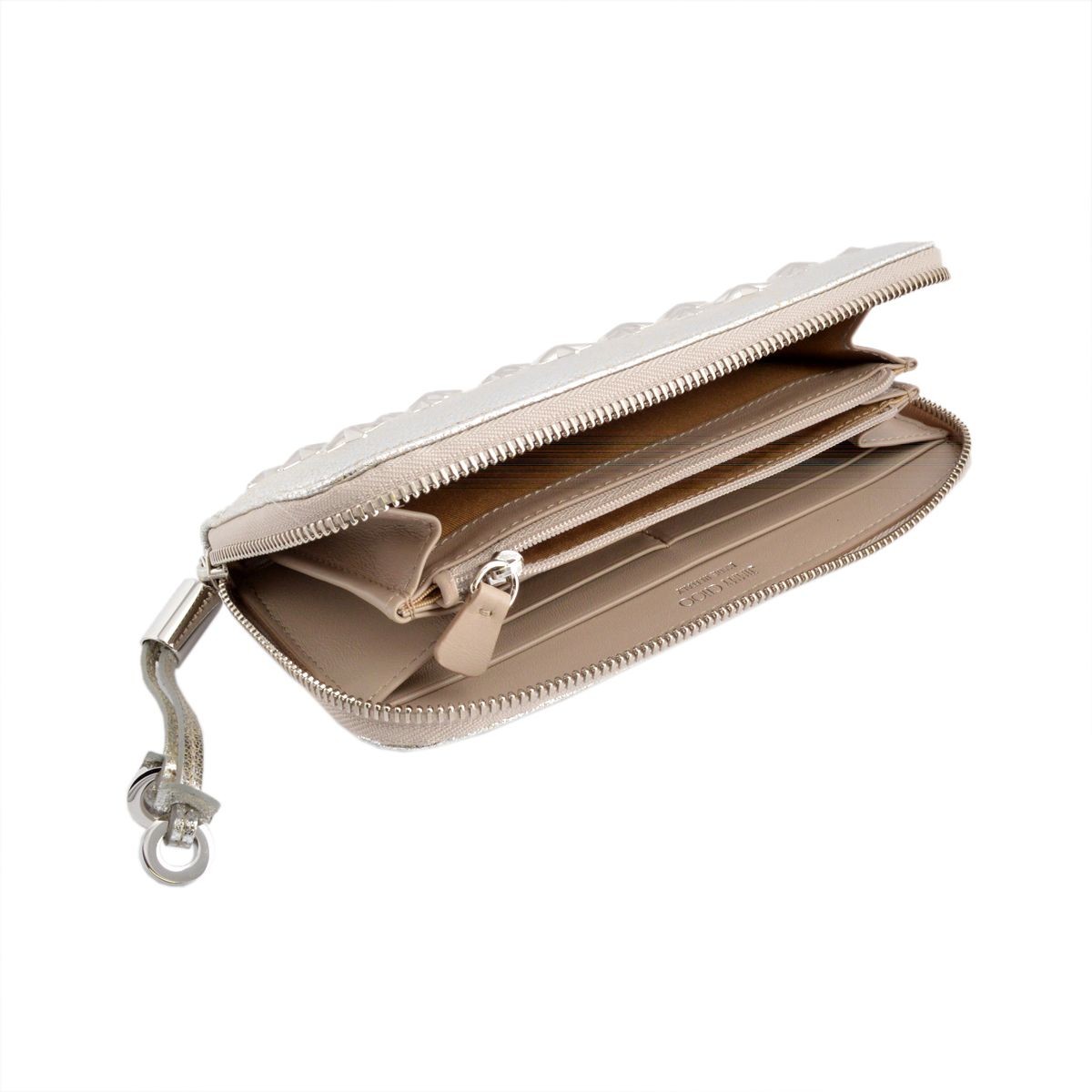 ジミーチュウ JIMMY CHOO FILIPA/GTR 124 CHAMPAGNE スタースタッズ付 ラウンドファスナー長財布 ロングウォレット