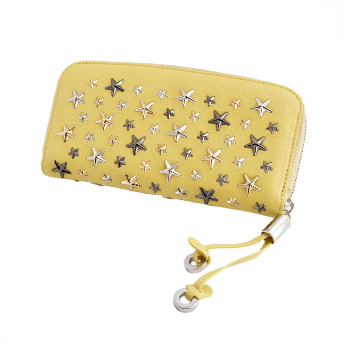 ジミーチュウ JIMMY CHOO FILIPA/LTR 161 BUTTERCUP/METALLIC MIX スタースタッズ付 ラウンドファスナー長財布 ロングウォレット