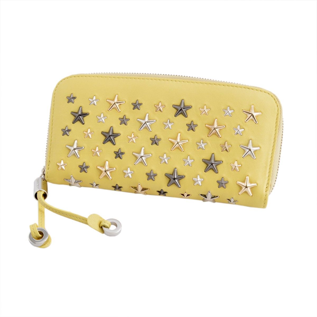 ジミーチュウ JIMMY CHOO FILIPA/LTR 161 BUTTERCUP/METALLIC MIX スタースタッズ付 ラウンドファスナー長財布 ロングウォレット
