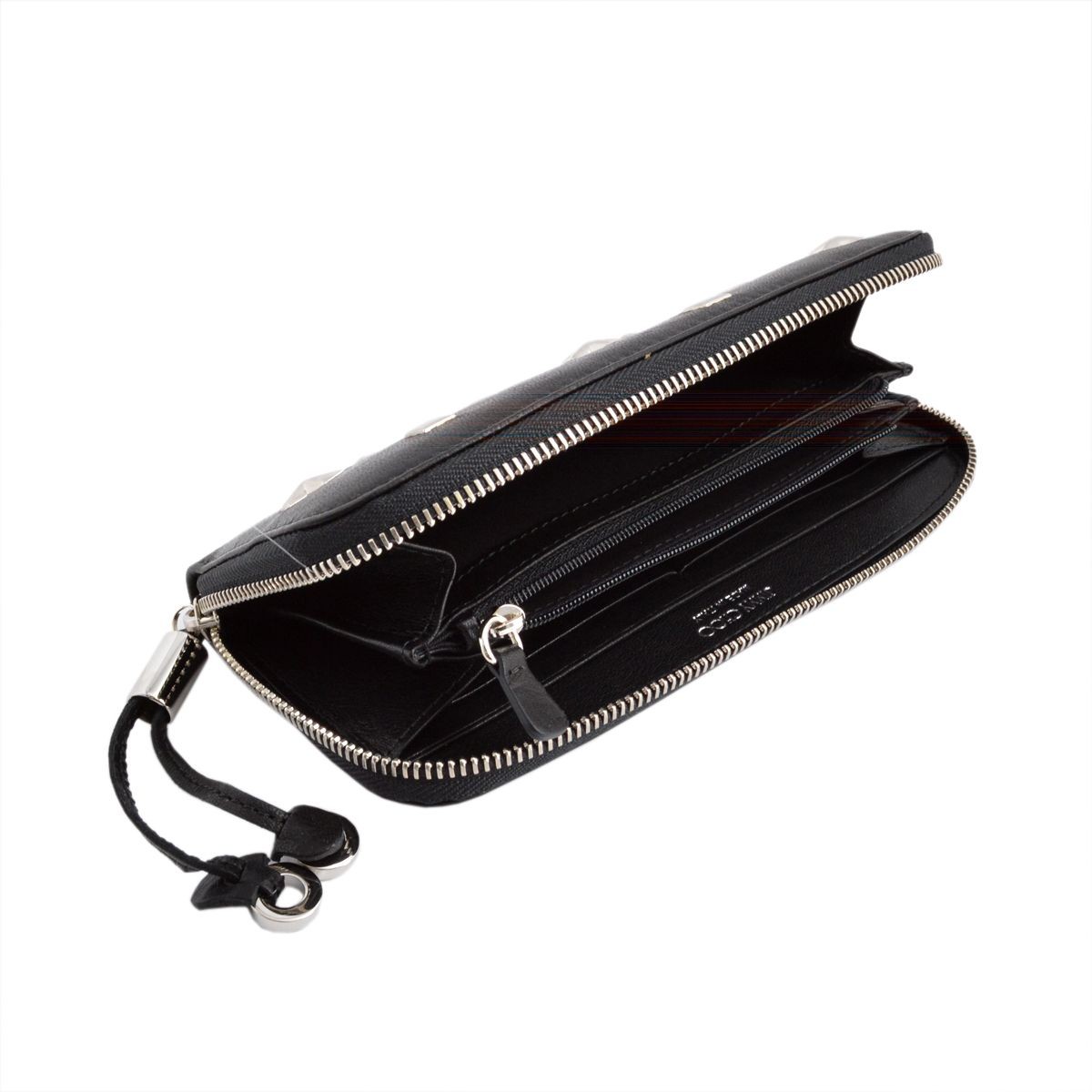 ジミーチュウ JIMMY CHOO FILIPA/TSU 153 BLACK スター&スクエアスタッズ付 ラウンドファスナー長財布 ロングウォレット