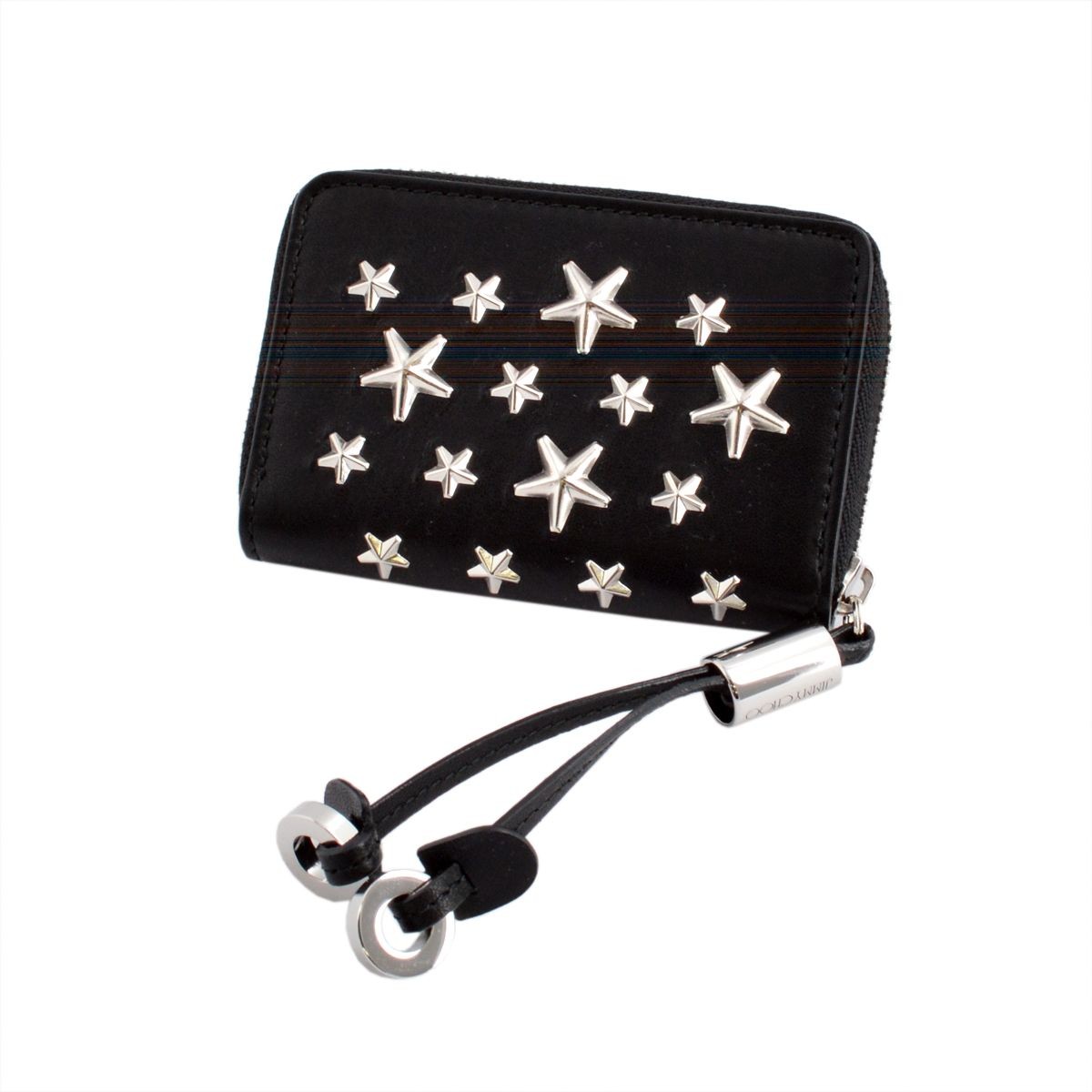 ジミーチュウ JIMMY CHOO NELLIE/CST 161 BLACK スタースタッズ付 ラウンドファスナー小銭入れ コインケース