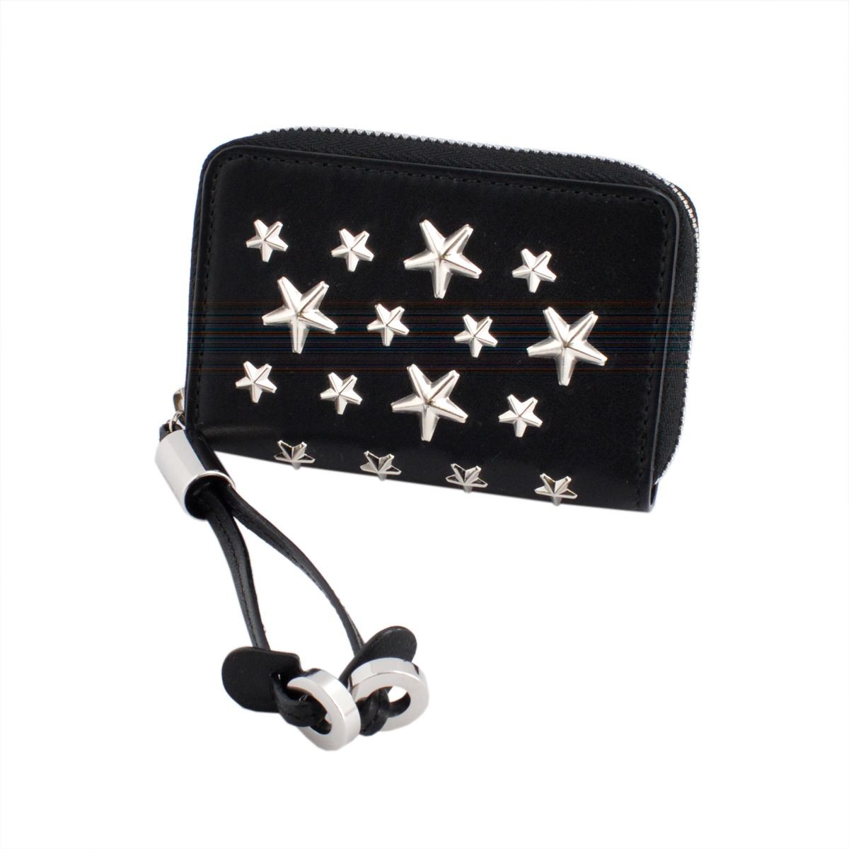 ジミーチュウ JIMMY CHOO NELLIE/CST 161 BLACK スタースタッズ付 ラウンドファスナー小銭入れ コインケース