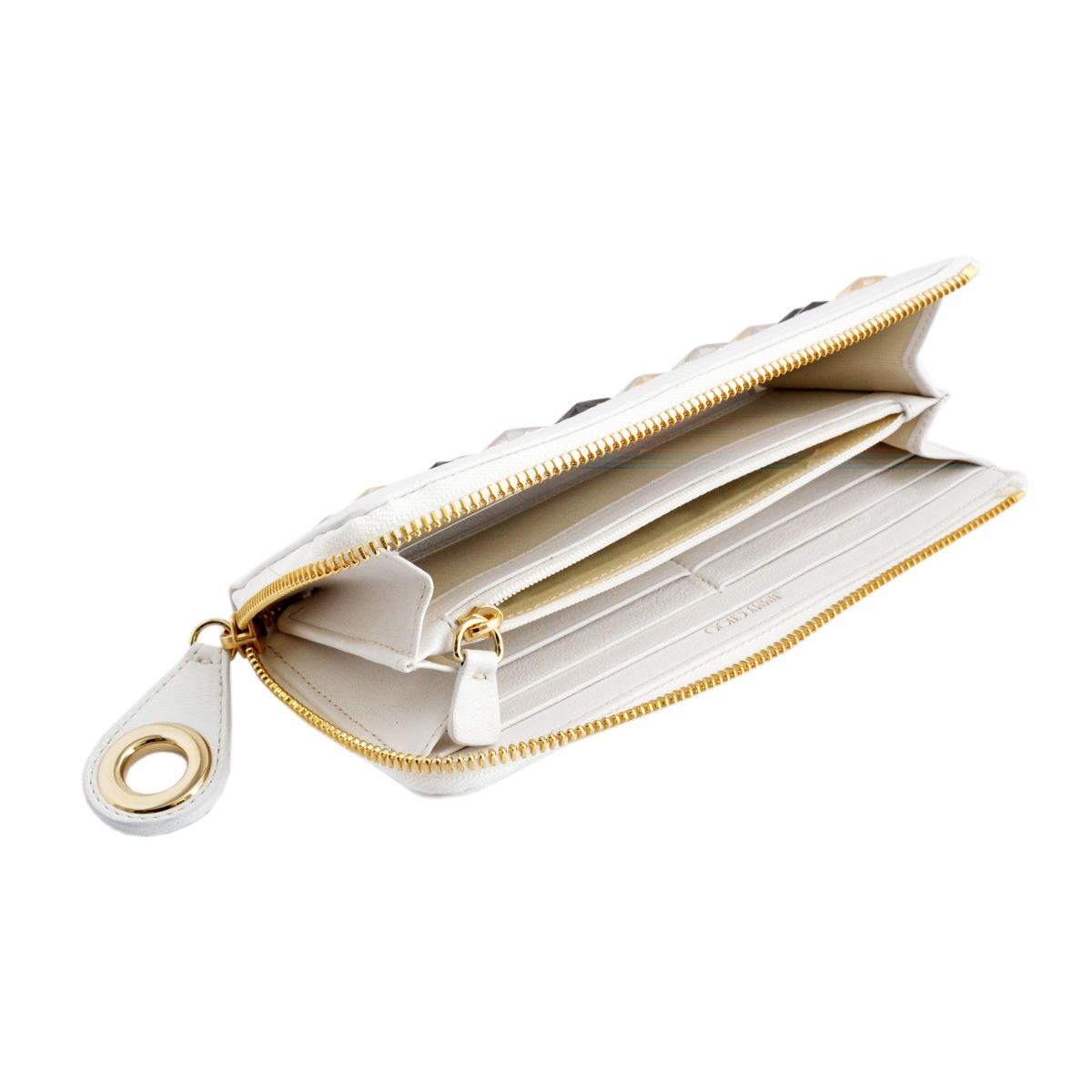ジミーチュウ JIMMY CHOO NIXIE/LTR 153 WHITE/METALLIC MIX スタースタッズ付 L字ファスナー長財布 ロングウォレット