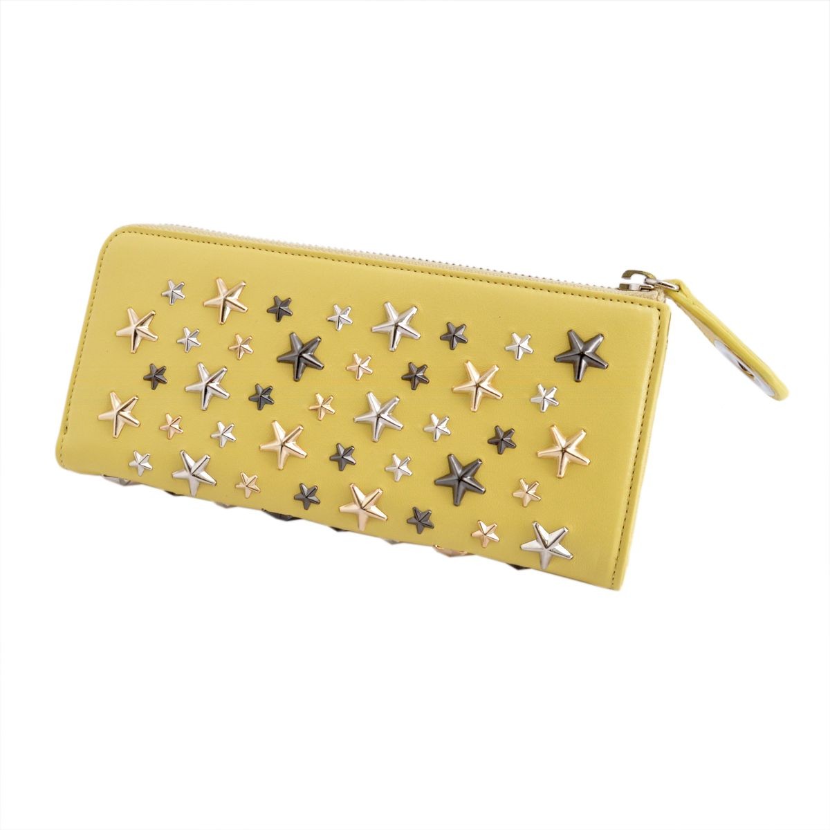 ジミーチュウ JIMMY CHOO NIXIE/LTR 161 BUTTERCUP/METALLIC MIX NIXIE スタースタッズ付 L字ファスナー長財布 ロングウォレット