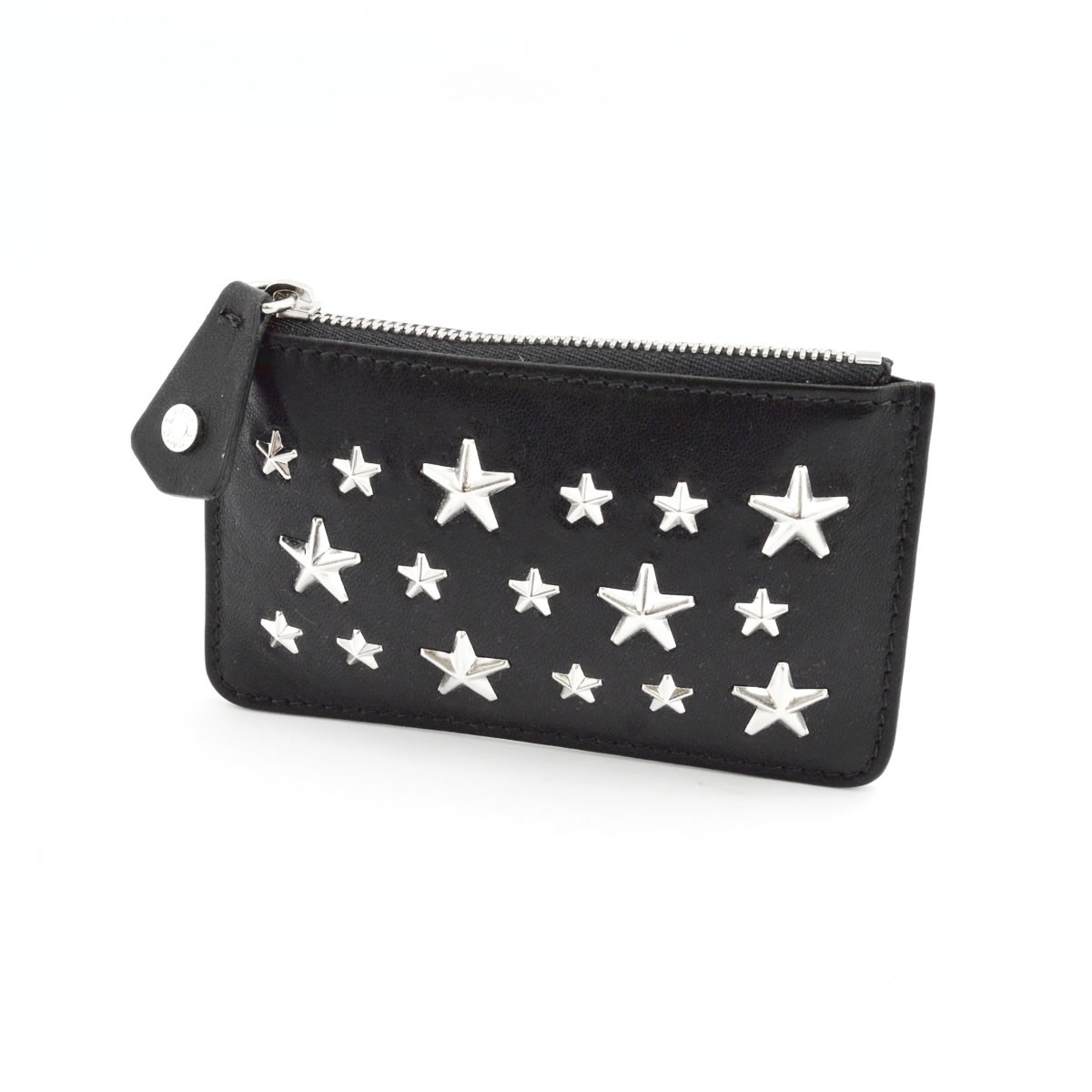 ジミーチュウ JIMMY CHOO NANCY/CST 123 BLACK スタースタッズ  キーリング付 コインケース マルチポーチ