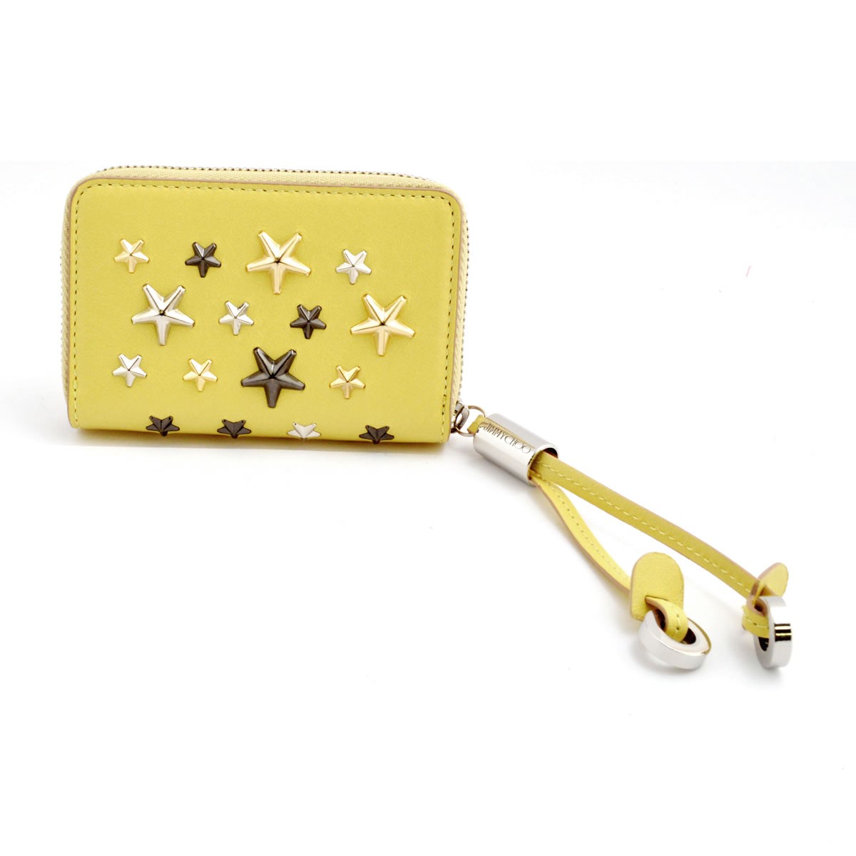 ジミーチュウ JIMMY CHOO NELLIE/LTR 161 BUTTERCUP/METALLIC MIX スタースタッズ ラウンドファスナー小銭入れ コインケース