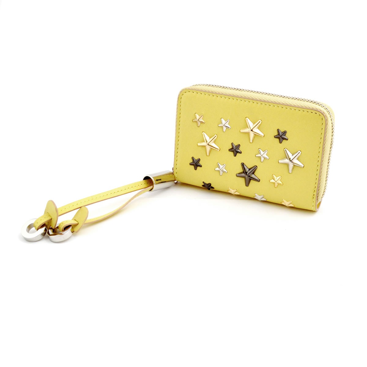 ジミーチュウ JIMMY CHOO NELLIE/LTR 161 BUTTERCUP/METALLIC MIX スタースタッズ ラウンドファスナー小銭入れ コインケース