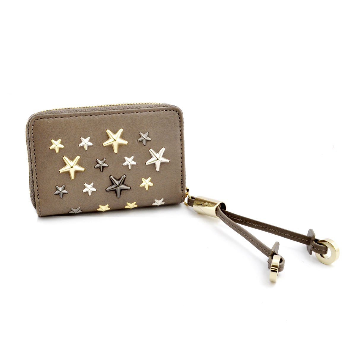 ジミーチュウ JIMMY CHOO NELLIE/LTR 161 MUSK/METALLIC MIX スタースタッズ ラウンドファスナー小銭入れ コインケース