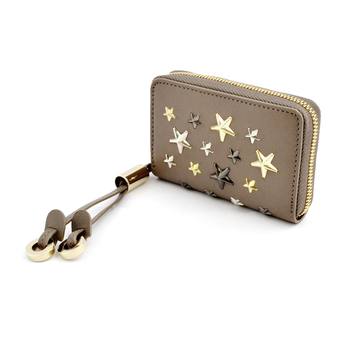 ジミーチュウ JIMMY CHOO NELLIE/LTR 161 MUSK/METALLIC MIX スタースタッズ ラウンドファスナー小銭入れ コインケース