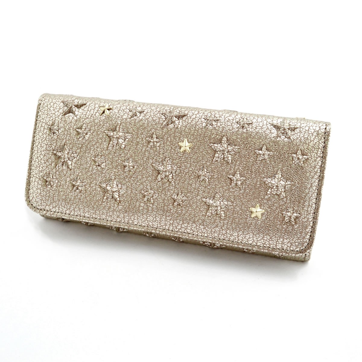 ジミーチュウ JIMMY CHOO NINO/EBM 161 CHAMPAGNE エンボススター&スタースタッズ 二つ折り長財布 ロングウォレット