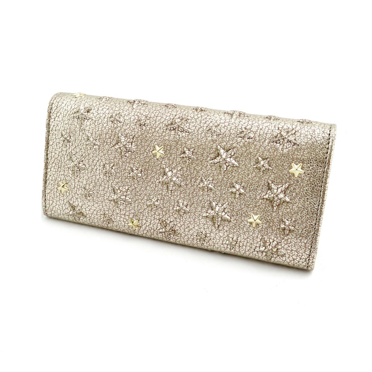 ジミーチュウ JIMMY CHOO NINO/EBM 161 CHAMPAGNE エンボススター&スタースタッズ 二つ折り長財布 ロングウォレット