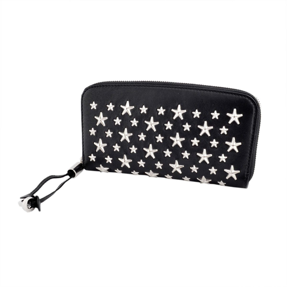 ジミーチュウ JIMMY CHOO FILIPA/CST 010003 BLACK スタースタッズ ラウンドファスナー長財布 ロングウォレット