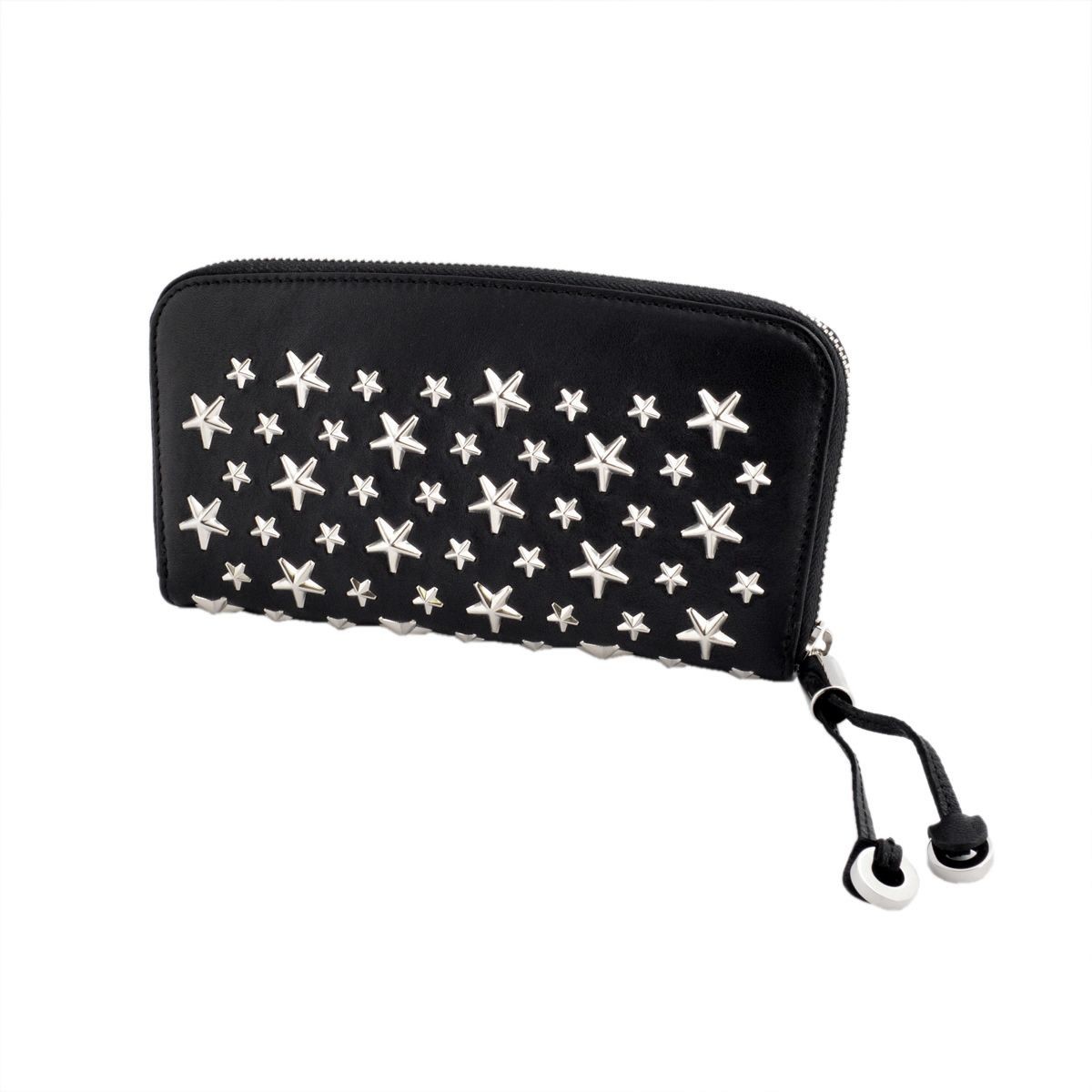 ジミーチュウ JIMMY CHOO FILIPA/CST 010003 BLACK スタースタッズ ラウンドファスナー長財布 ロングウォレット
