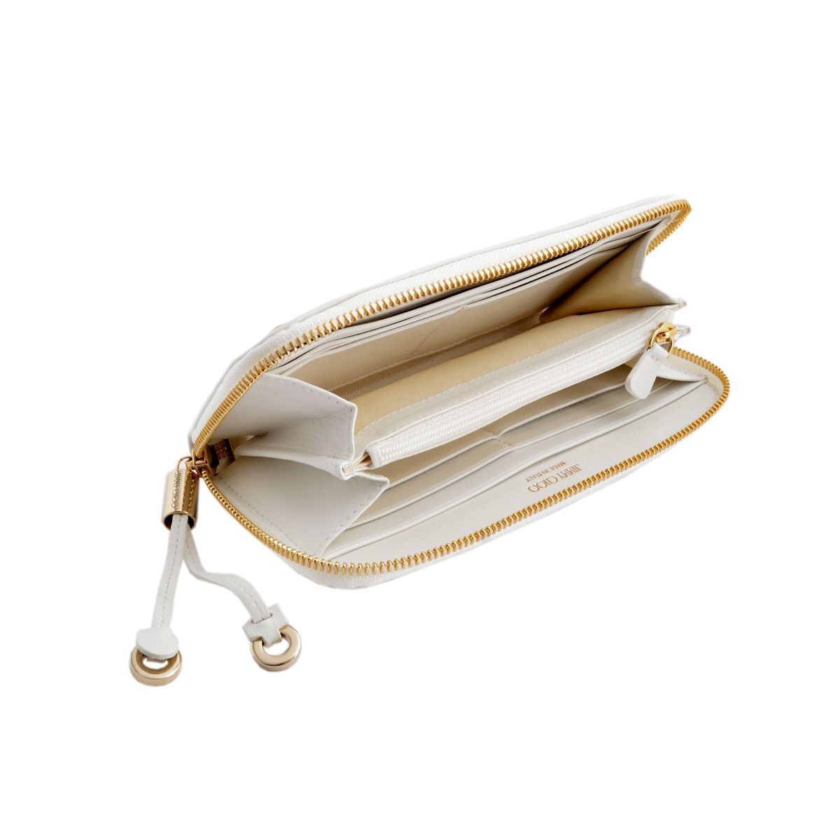 ジミーチュウ JIMMY CHOO FILIPA/LTR 080298 WHITE/METALLIC MIX スタースタッズ ラウンドファスナー長財布 ロングウォレット