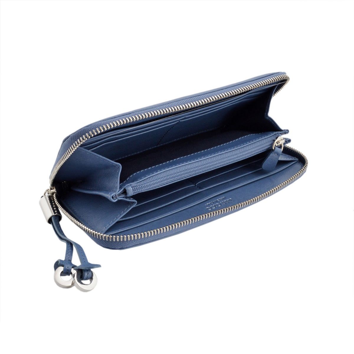 ジミーチュウ JIMMY CHOO FILIPA/LTR 0C2925 VIOLET BLUE/SILVER GUNMETAL METALLIC MIX スタースタッズ ラウンドファスナー長財布 ロングウォレット