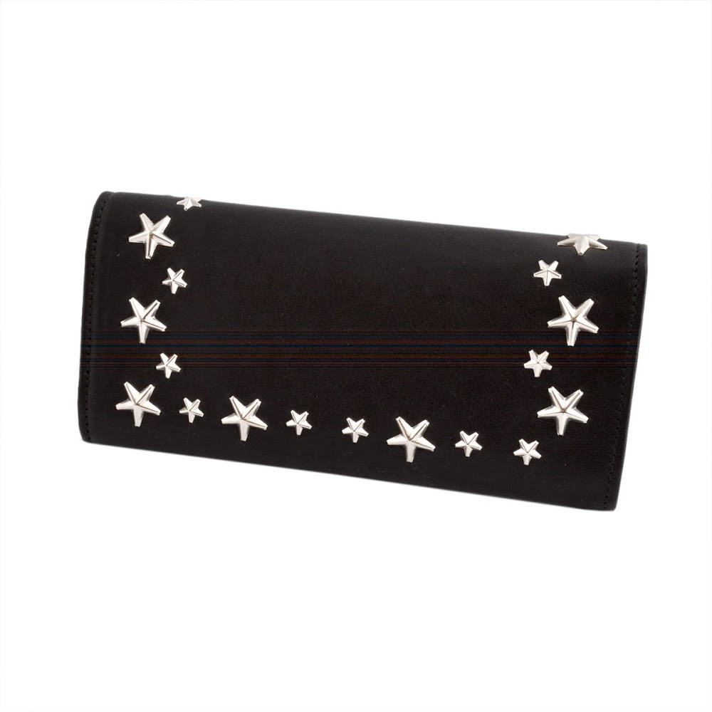 ジミーチュウ JIMMY CHOO NINO/CSQ 010003 BLACK スタースタッズ 二つ折り長財布 ロングウォレット