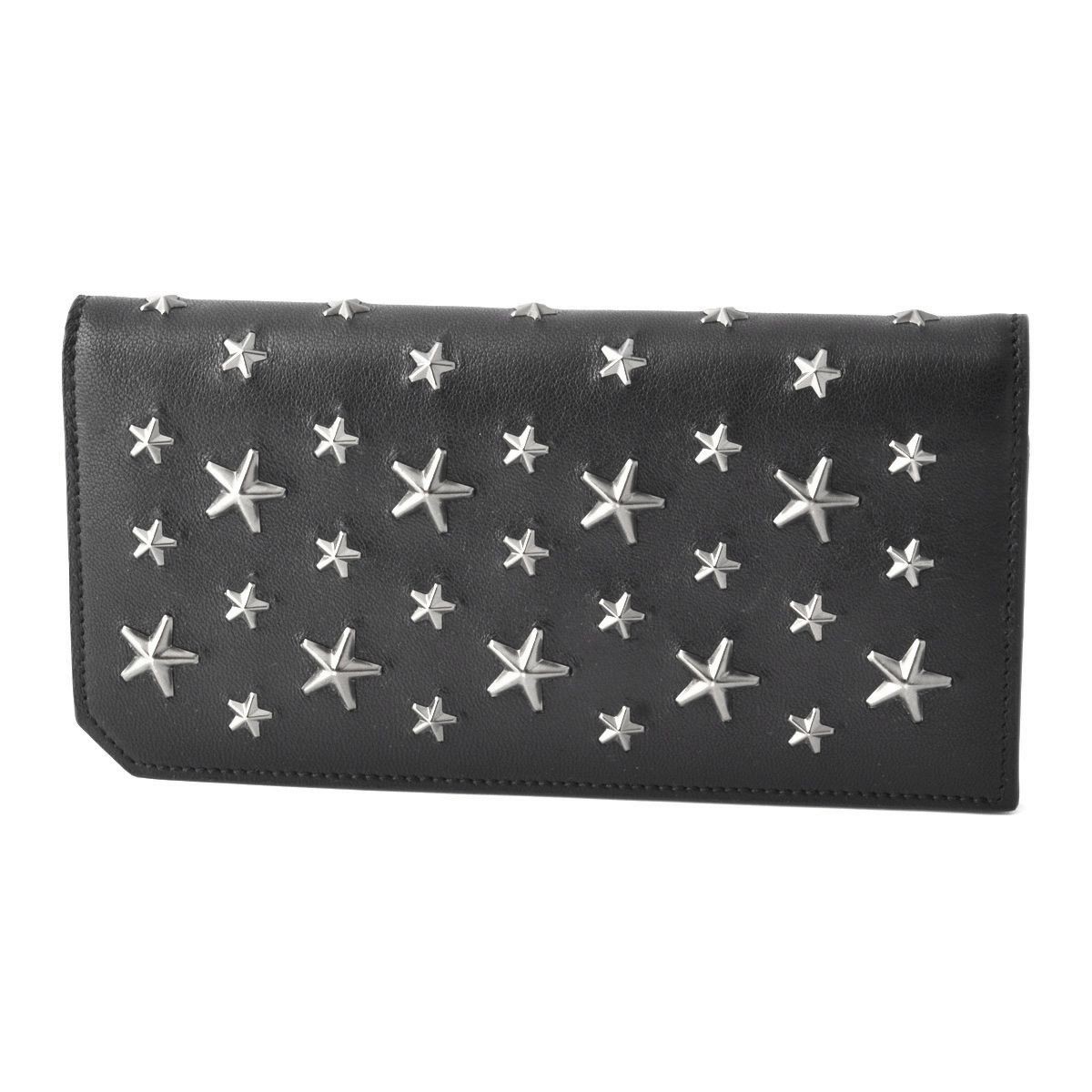 ジミーチュウ JIMMY CHOO COOPER/BLS 163 BLACK/GUNMETAL メンズ スタースタッズ バイカーレザー 二つ折り長財布