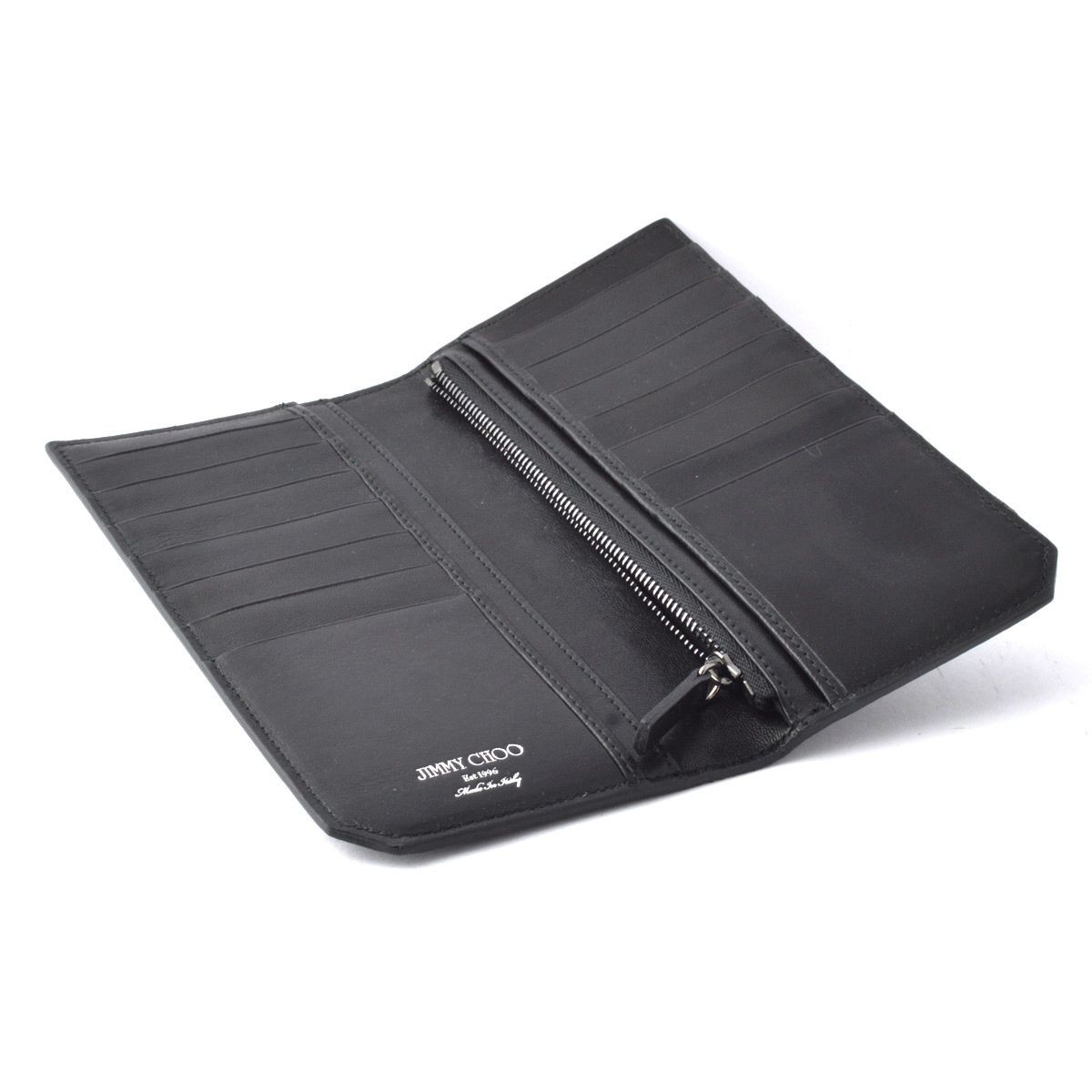 ジミーチュウ JIMMY CHOO COOPER/BLS 163 BLACK/GUNMETAL メンズ スタースタッズ バイカーレザー 二つ折り長財布