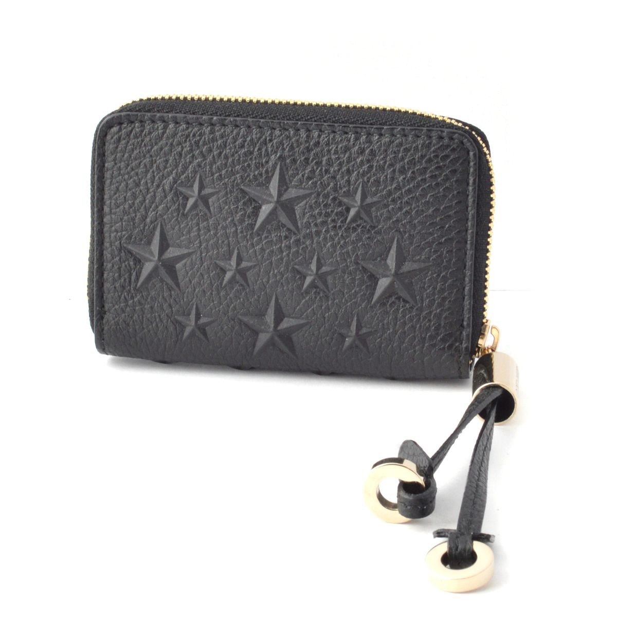 ジミーチュウ JIMMY CHOO NELLIE/EMG 164 BLACK スターエンボス ラウンドファスナー小銭入れ コインケース