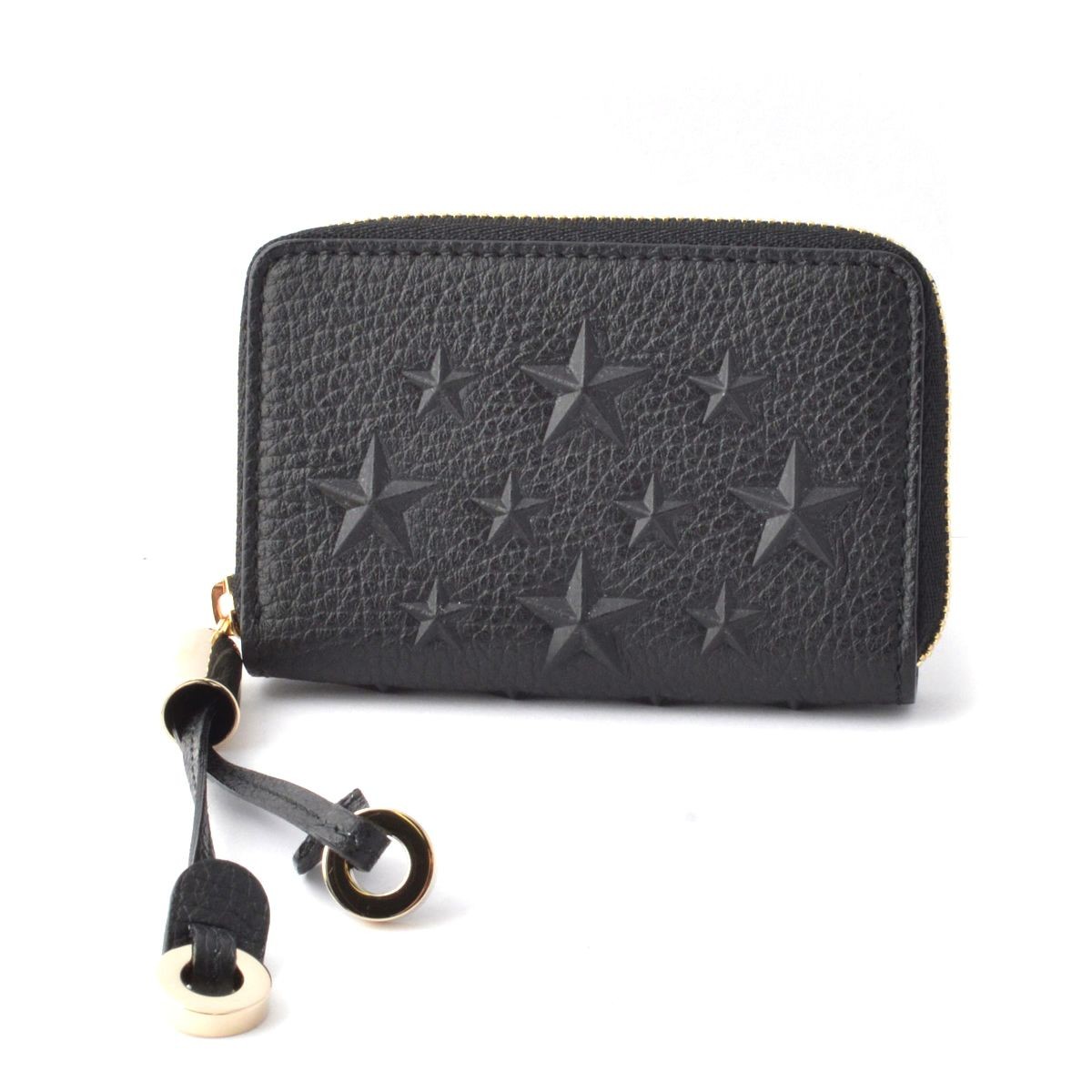ジミーチュウ JIMMY CHOO NELLIE/EMG 164 BLACK スターエンボス ラウンドファスナー小銭入れ コインケース