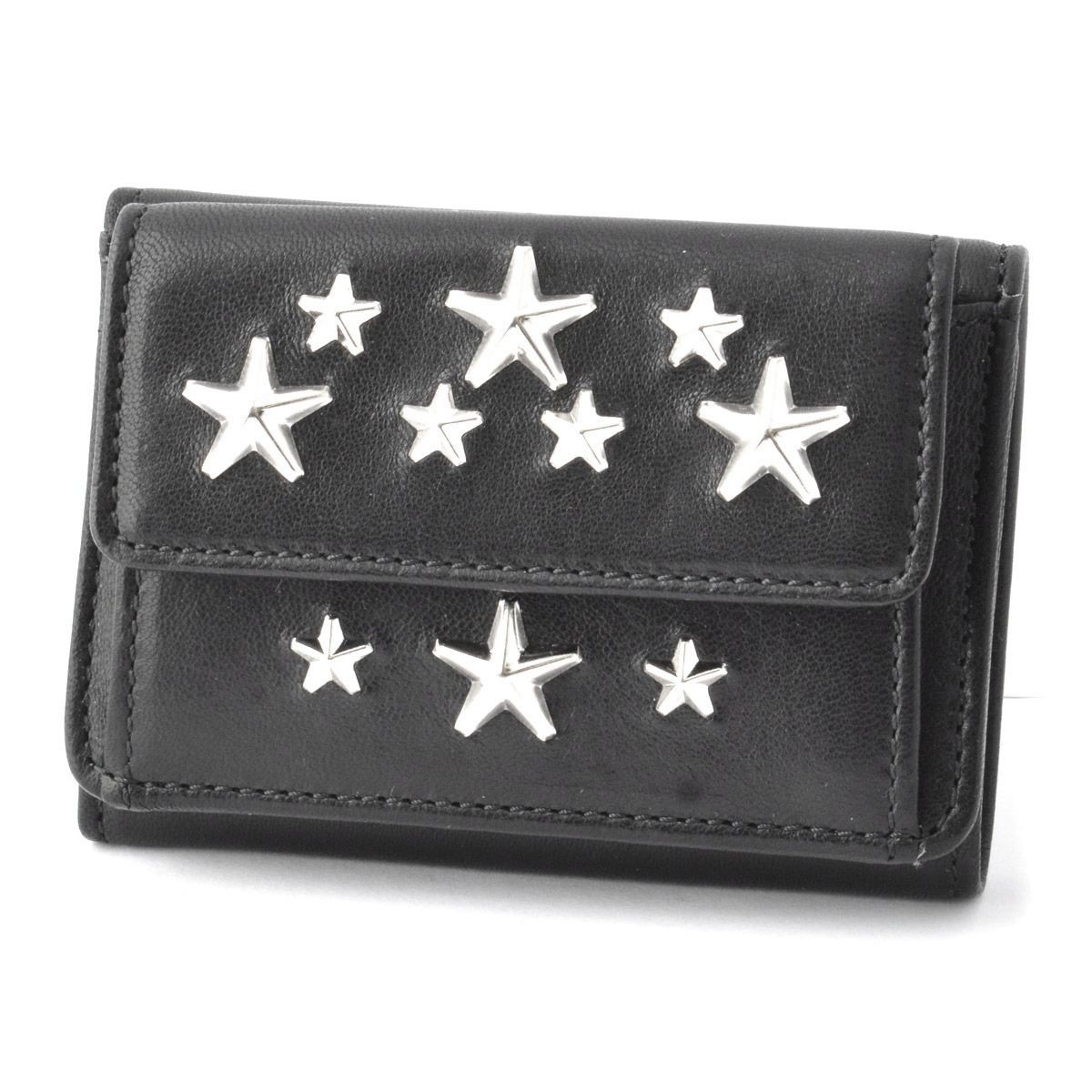 ジミーチュウ JIMMY CHOO NEMO/CST 010003 BLACK スタースタッズ 三つ折り ミニ財布 コインケース
