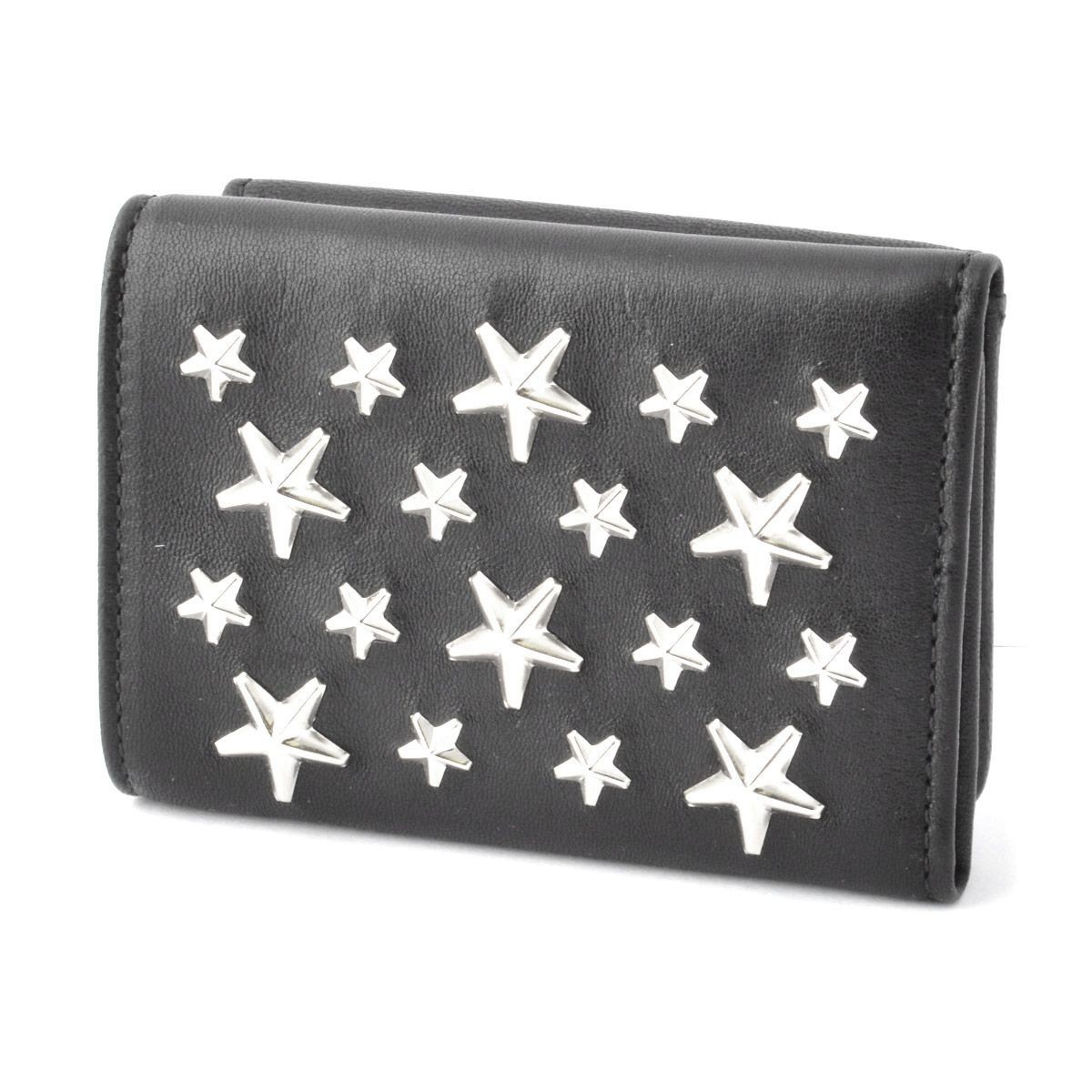 ジミーチュウ JIMMY CHOO NEMO/CST 010003 BLACK スタースタッズ 三つ折り ミニ財布 コインケース