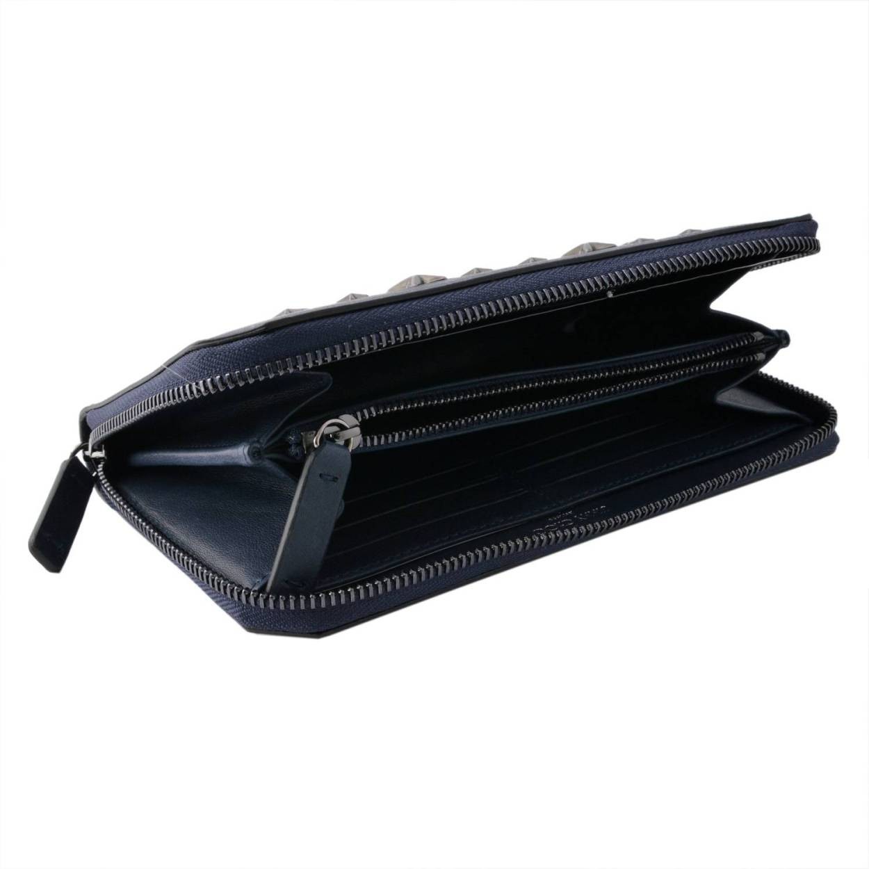 ジミーチュウ JIMMY CHOO CARNABY BLS 142 INK/GUNMETAL メンズ スタースタッズ バイカーレザー ラウンドファスナー長財布