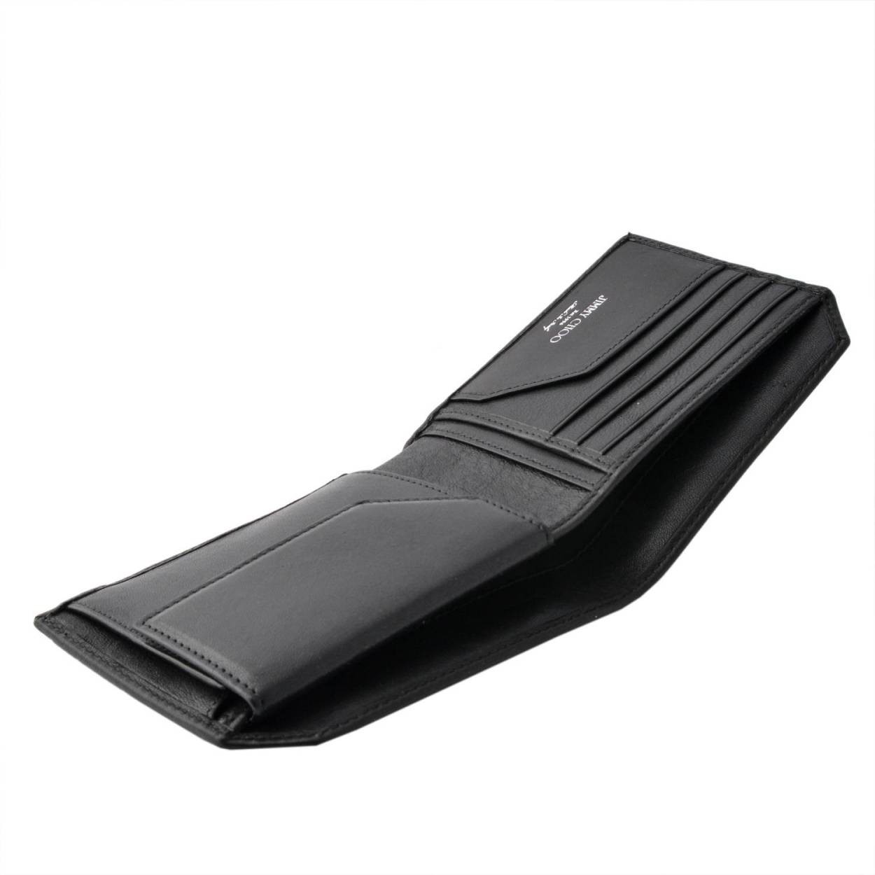 ジミーチュウ JIMMY CHOO ALBANY BLS 161 BLACK/GUNMETAL メンズ スタースタッズ バイカーレザー 小銭入れ付 二つ折り財布