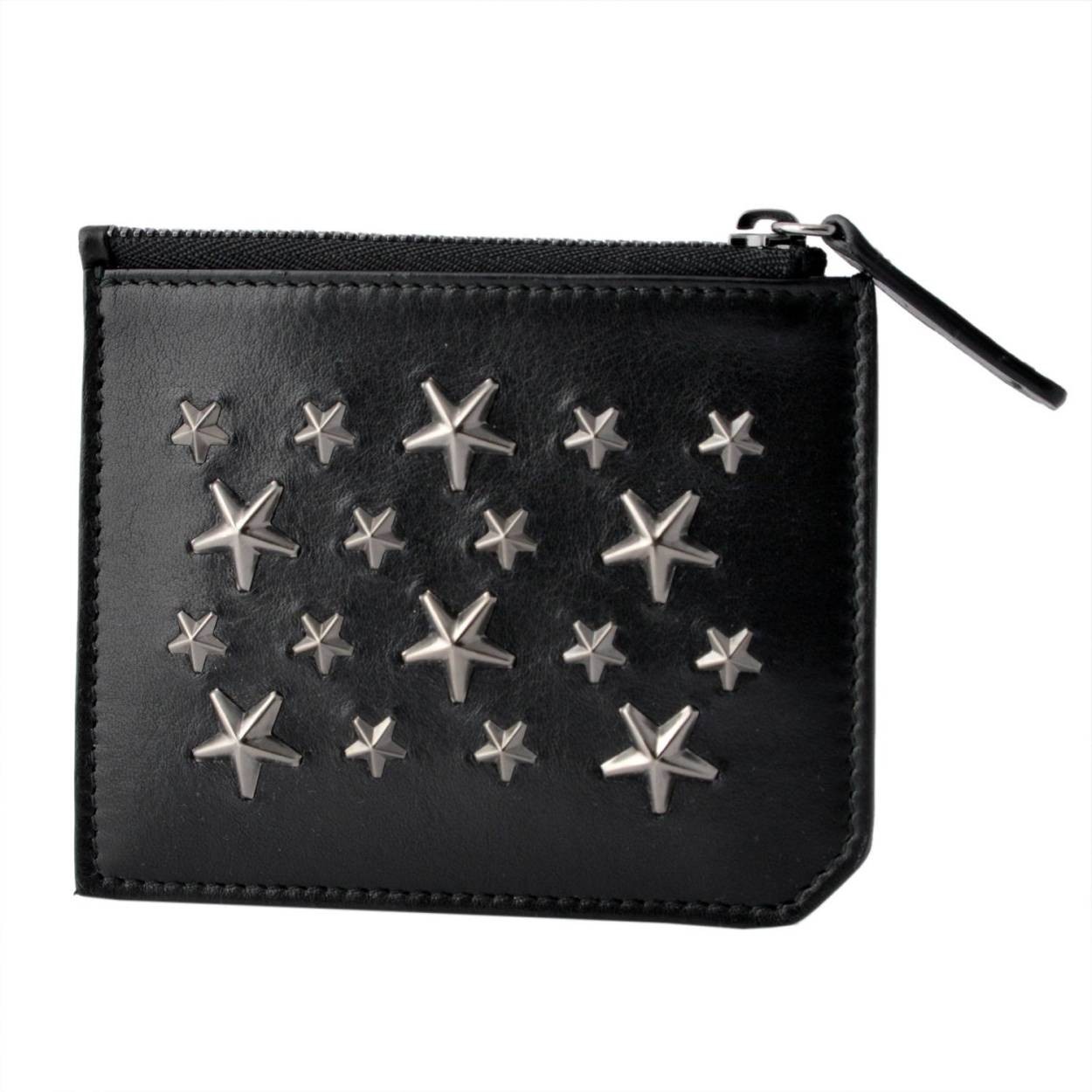 ジミーチュウ JIMMY CHOO BELMONT BLS 163 BLACK/GUNMETAL メンズ スタースタッズ バイカーレザー カードケース＆コインケース 小銭入れ