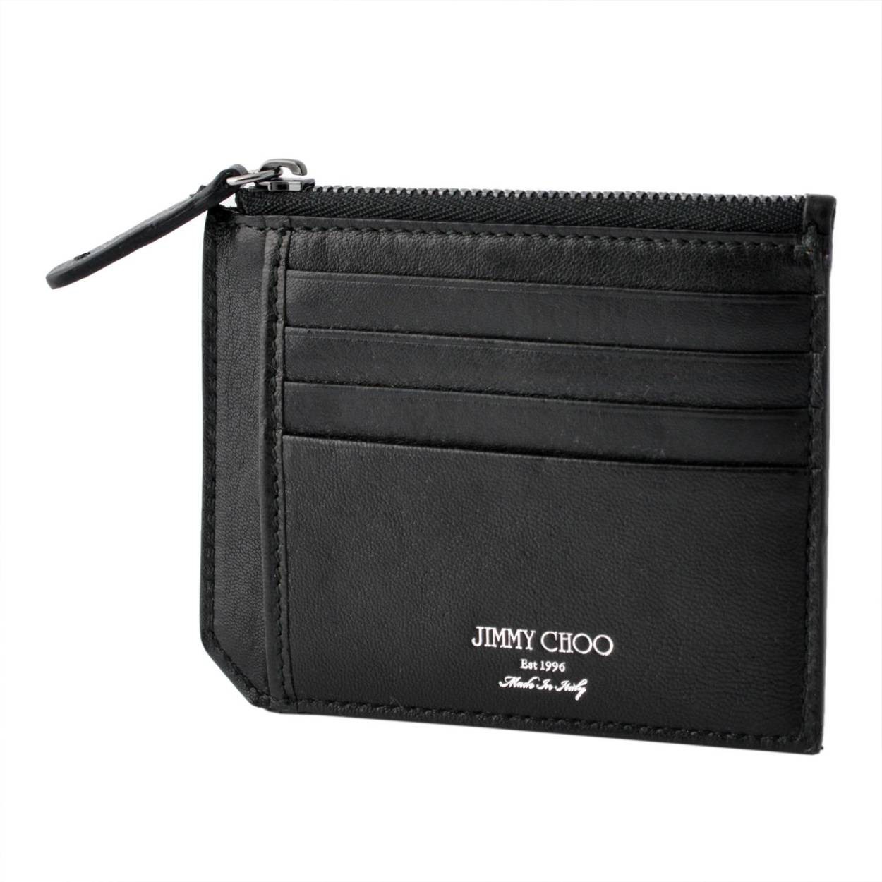 ジミーチュウ JIMMY CHOO BELMONT BLS 163 BLACK/GUNMETAL メンズ スタースタッズ バイカーレザー カードケース＆コインケース 小銭入れ