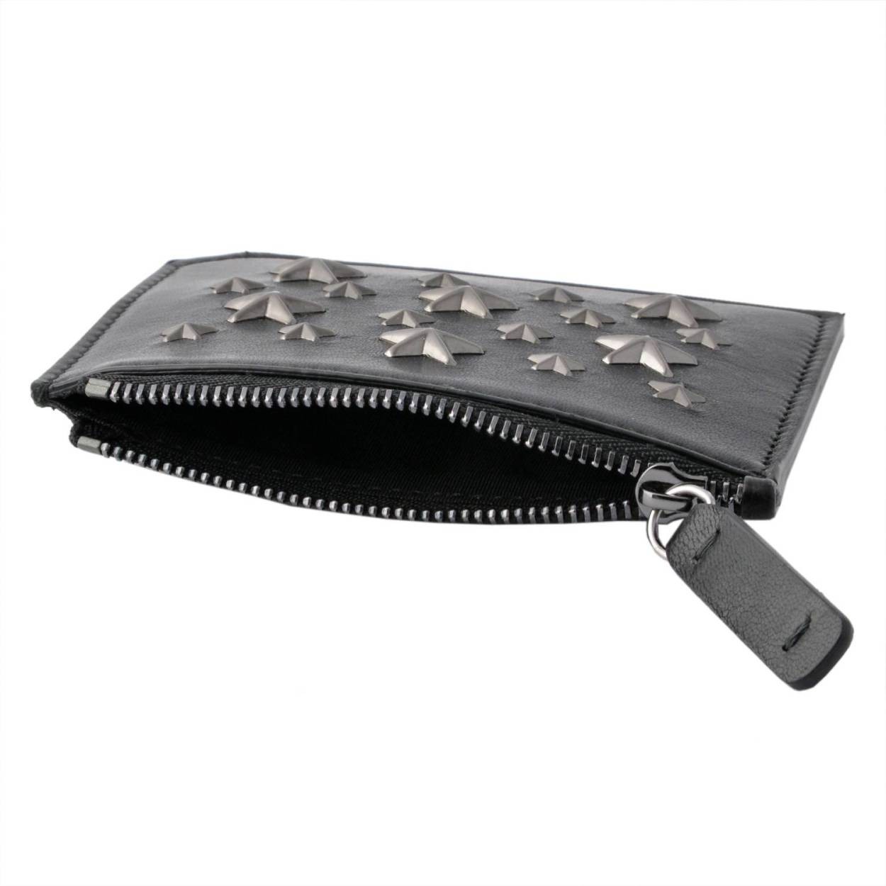 ジミーチュウ JIMMY CHOO BELMONT BLS 163 BLACK/GUNMETAL メンズ スタースタッズ バイカーレザー カードケース＆コインケース 小銭入れ