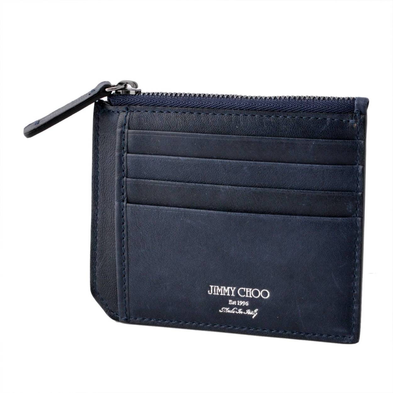 ジミーチュウ JIMMY CHOO BELMONT BLS 163 INK/GUNMETAL メンズ スタースタッズ バイカーレザー カードケース＆コインケース 小銭入れ