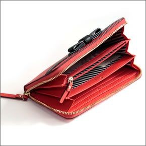 ケイトスペード Cobble Hill Bow Lacey リボンモチーフ ラウンドファスナー長財布  ソフトペプルドレザー ≪2015SS≫ PWRU3940 615 Geranium