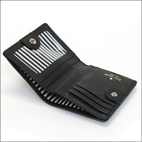ケイトスペード COBBLE HILL Small Stacy 二つ折りミニ財布 （札・小銭・定期・カード入れ付） ソフトペプルドレザー ≪2015SS≫ PWRU3310 001 Black