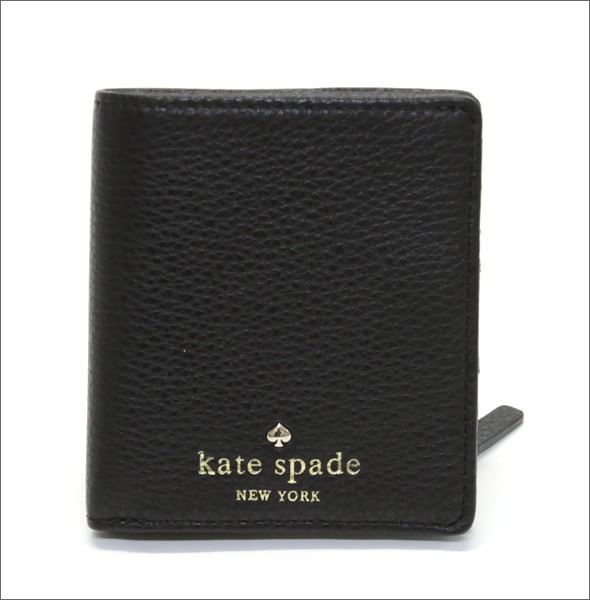 ケイトスペード COBBLE HILL Small Stacy 二つ折りミニ財布 （札・小銭・定期・カード入れ付） ソフトペプルドレザー ≪2015SS≫ PWRU3310 001 Black